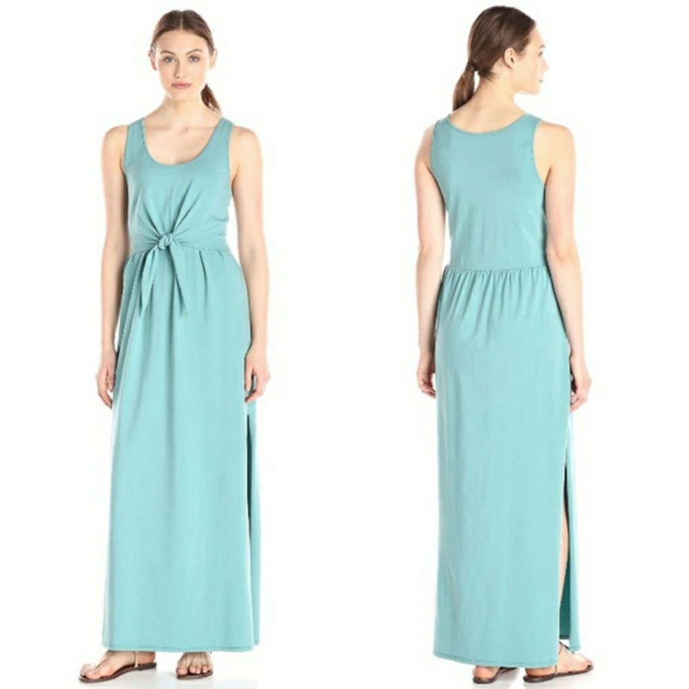 Lark & Ro knotted front maxi dress slit sides XS